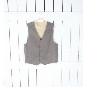 Vintage Tan Beige Pin Striped Mens Suit Vest / Fo… - image 1